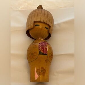 Japanese Kokeshi Doll Wooden, Hand Painted, 11 inch - age unknown